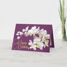 Söt White Orchid Lila Backdroppe Grattis på födels Kort