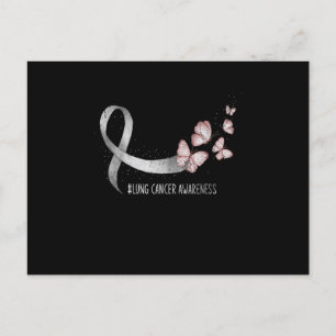 Söt White Ribbon Support Lung Cancer Awareness. Inbjudan Vykort