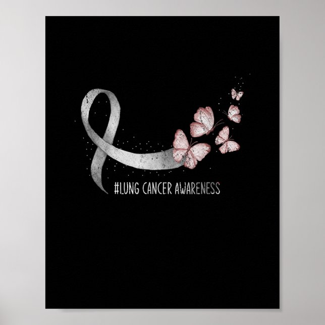 Söt White Ribbon Support Lung Cancer Awareness. Poster (Framsidan)