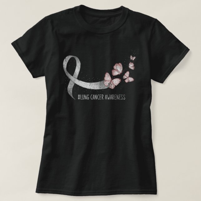 Söt White Ribbon Support Lung Cancer Awareness  T Shirt (Design framsida)