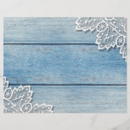 Söt White Snöre Denim Blue Wood Scrapbook Papper