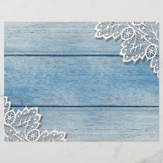 Söt White Snöre Denim Blue Wood Scrapbook Papper (Framsida)