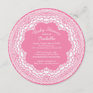Söt White Snöre Girls Baby Shower-inbjudan Inbjudningar