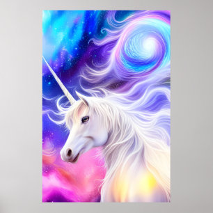 Söt White Unicorn Poster
