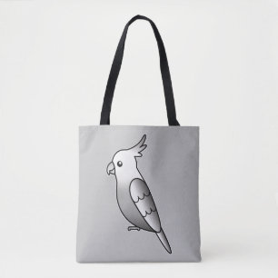 Söt Whiteface Cockatiel Tecknad Fågelillustration Tygkasse