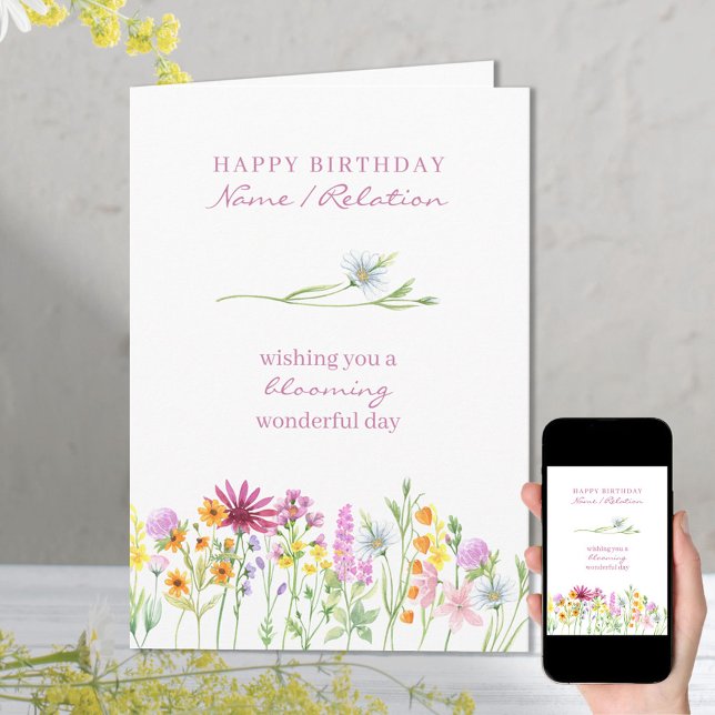 Söt Wildblomblooming Wonderful Birthday Kort (Skapare uppladdad)