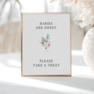 Söt WildblomBouquet Baby Shower-signatur Poster