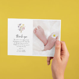 Söt Wildblomfoto Babykläder Tack Kort