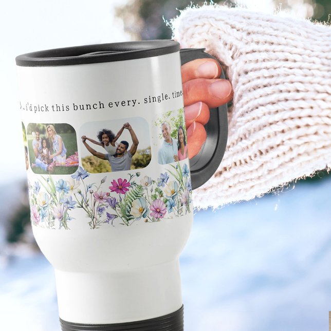 Söt Wildblomma 5-foto om familjen var Flowers Resemugg (Family photo travel mug. If family were flowers .. I'd pick this bunch every. single, time.)