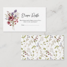 Söt Wildblomma Babyskor Diaper Raffle Tilläggskort