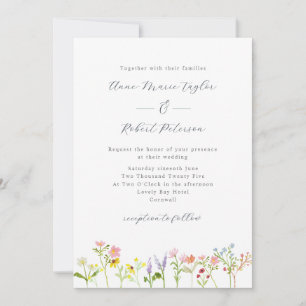 Söt WildblommCottagecore Calligraphy Bröllop Inbjudningar