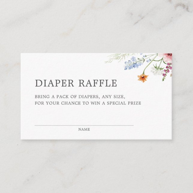 Söt Wildblomme Gräns Diaper Raffle Tilläggskort (Framsida)