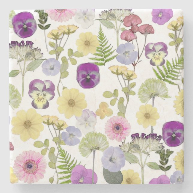Söt Wildblomme Mönster Botanical Stenunderlägg (Framsidan)