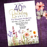 Söt Wildblommor 40:e födelsedagen Inbjudningar<br><div class="desc">Söt Wildblommor 40:e födelsedagsinbjudan till kvinnor. Du kan enkelt ändra exempeltexten till din egen genom att klicka på Anpassa den här mallen. Klicka på Redigera i Design Verktyg om du vill ändra teckensnittstyp, Färg, Storlekt teckensnitt eller lägga till/ta bort/ändra Inslagen Text eller Design. Den här födelsedagsinbjudan är tillgänglig för 30:e,...</div>
