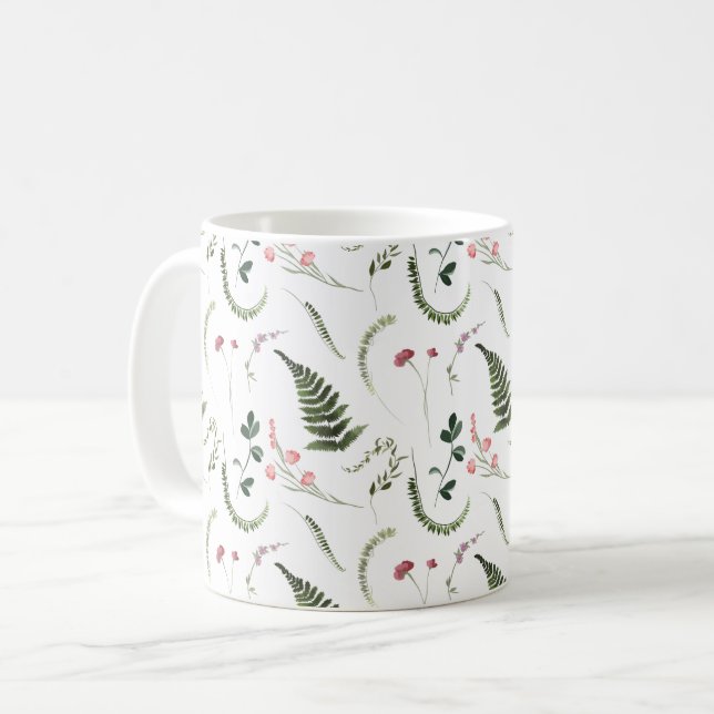 Söt Wildblommor Botanical Mönster Kaffemugg (Framsida vänster)