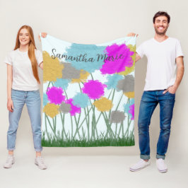 Söt Wildblommor Fleecefilt