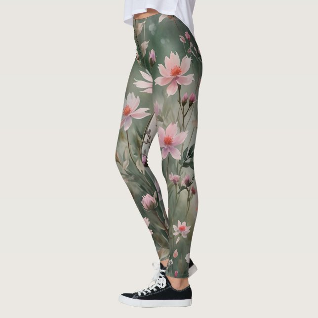 Söt Wildblommor Leggings (Vänster)