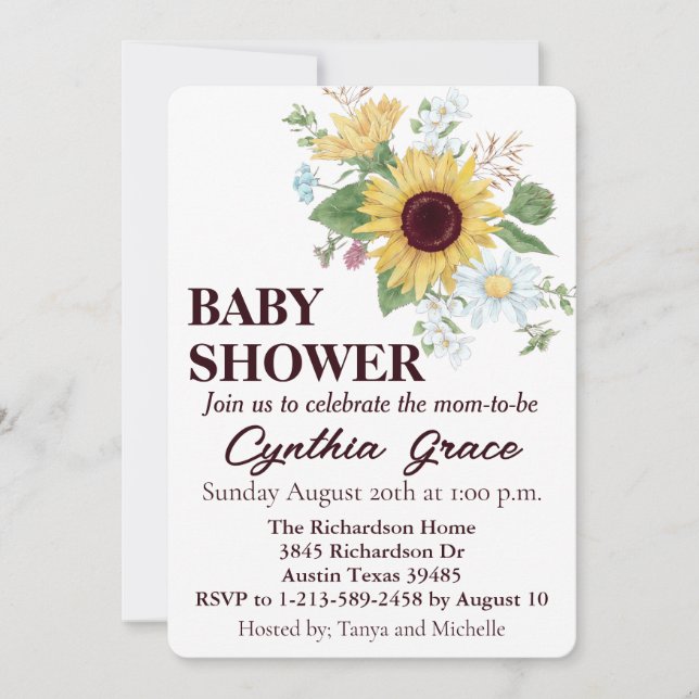 Söt Wildblommor med solros och Daisy Julkort (Framsida)