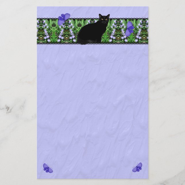 Söt Wildblommor och Cat Stationary Brevpapper (Framsida)