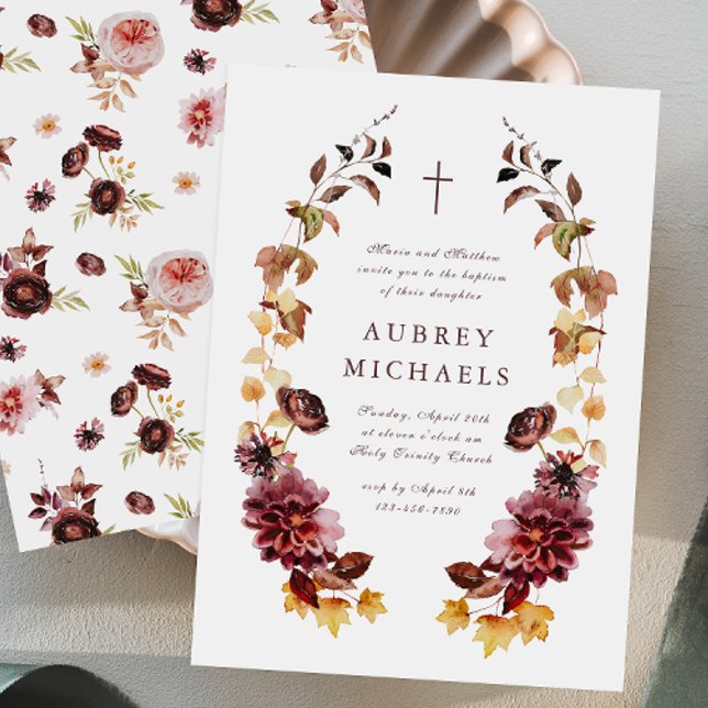 Söt Wildblommor Simple Kor Girl Girl's Baptism Inbjudningar (Skapare uppladdad)