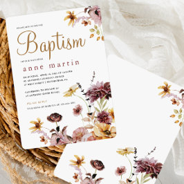 Söt Wildbloms Blommigt Girl Girl's Baptism Inbjudningar