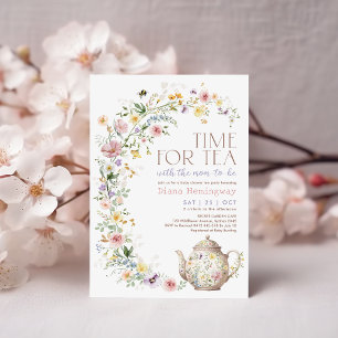 Söt Wildbloms-mörkertid för Tea Baby Shower Inbjudningar