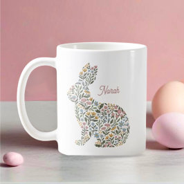 Söt Wildblomskorabbit Personlig Påsk Kaffemugg