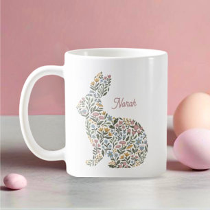 Söt Wildblomskorabbit Personlig Påsk Kaffemugg