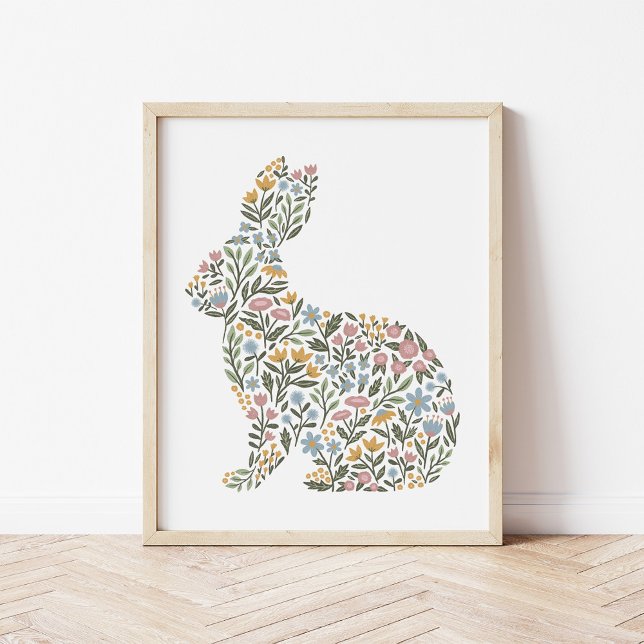 Söt Wildblomskorabbit Vår Art Poster (Skapare uppladdad)