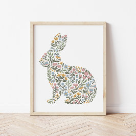 Söt Wildblomskorabbit Vår Art Poster