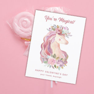 Söt WildblomUnicorn Classroom Valentine Helg Vykort