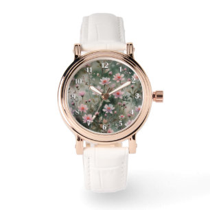Söt WildblomWhite Numbers Armbandsur