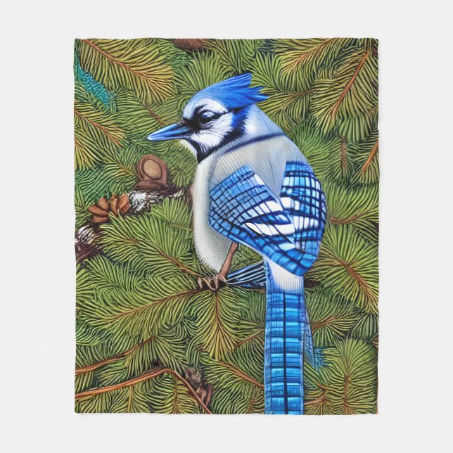 Söt Wilderness Blue Jay Fleecefilt (Framsidan)