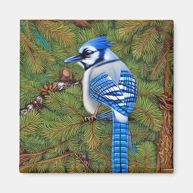 Söt Wilderness Blue Jay Magnet (Framsidan)