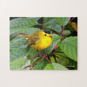 Söt Wilsons Warbler i Cherry Träd Pussel