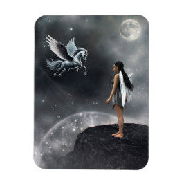 Söt Winged Fairy and Flies Horse Magnet