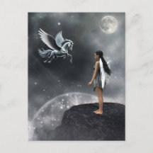 Söt Winged Fairy and Flies Horse