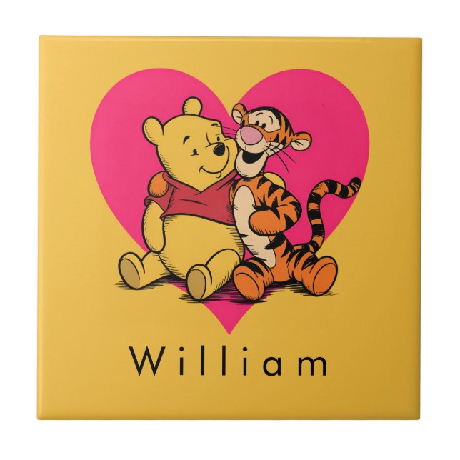 Söt Winnie the Pooh & Tigger Kakelplatta (Framsidan)