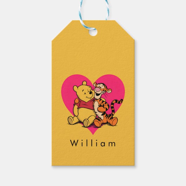 Söt Winnie the Pooh & Tigger Presentetikett (Framsidan)