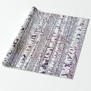 Söt Winter Birch Forest Presentpapper