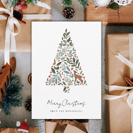 Söt Winter Foliage Julgran | Lite Hjort Julkort