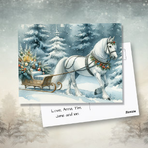 Söt Winter Horse och en julhelg Vykort