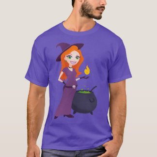 Söt Witch med Cauldron T Shirt