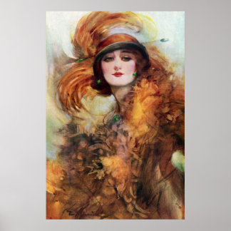 Söt Woman 1920-talet Mode Poster