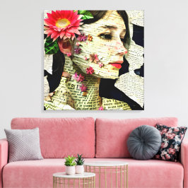 Söt Woman Art Collage Canvastryck