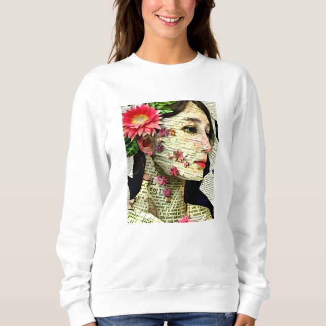 Söt Woman Art Collage T Shirt (Framsida)