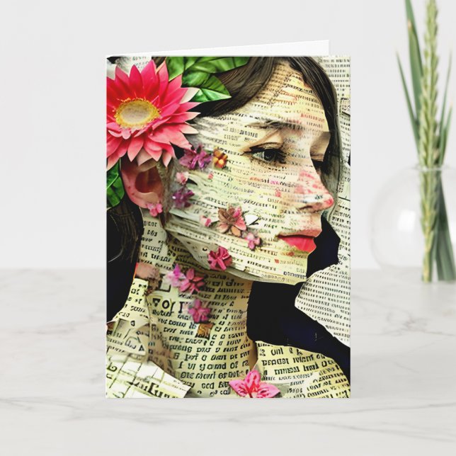 Söt Woman Art Collage | Tänk på dig Kort (Framsida)