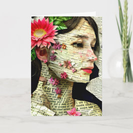 Söt Woman Art Collage | Tänk på dig Kort