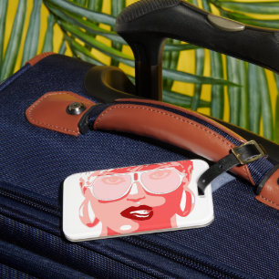 Söt Woman Biting Läppar Pop Art Bagagebricka