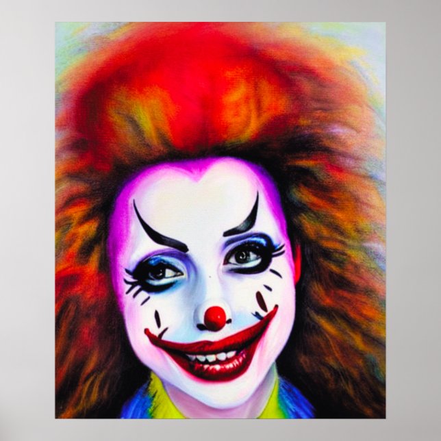 Söt Woman Clown AI Art Poster (Framsidan)